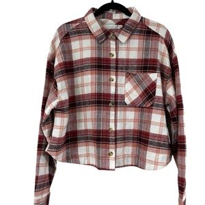 Altar'd State Red and Cream Plaid Shirt